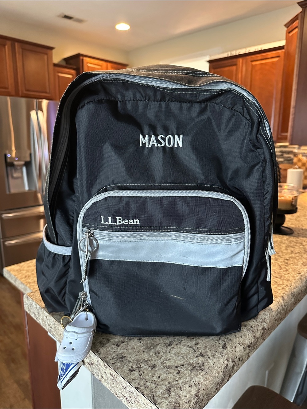 L.L. Bean Black Backpack with Gray Trim